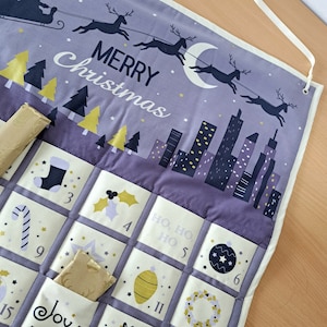 fabric advent calendar with pockets, refillable advent calendar, reusable advent calendar, countdown to christmas, family keepsake gift