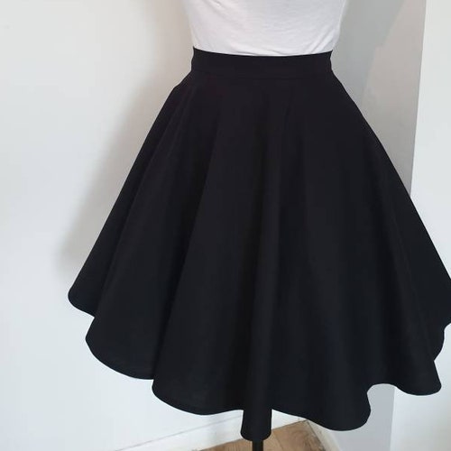 Cotton skater skirt with pockets, custom full circle skirt, high waisted skirts for women, work dress, goth clothing, midi skirt with pocket
