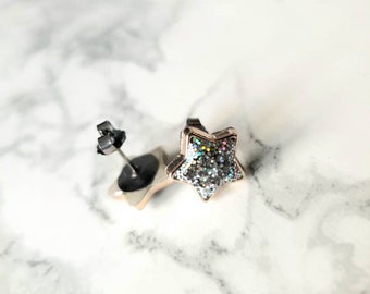 Glitter Star Titanium Earrings, Sparkly Earrings, Hypoallergenic