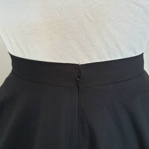 Black circle skirt, skater skirt with pockets, dark academia clothing, high waisted skirt, capsule wardrobe, plus size clothing, midi skirt image 6