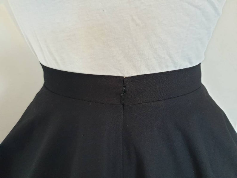 Black circle skirt, skater skirt with pockets, dark academia clothing, high waisted skirt, capsule wardrobe, plus size clothing, midi skirt image 6