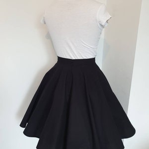 Black circle skirt, skater skirt with pockets, dark academia clothing, high waisted skirt, capsule wardrobe, plus size clothing, midi skirt image 3