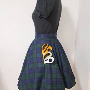 Tartan skirt, circle skirt with pockets, high waist skirts, blackwatch tartan, capsule wardrobe, plaid skirt short, academia clothes image 3