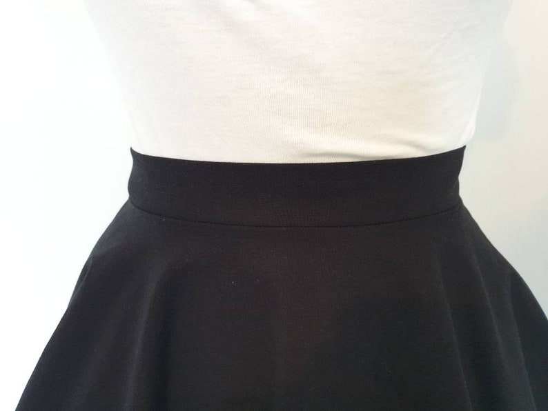 Black circle skirt, skater skirt with pockets, dark academia clothing, high waisted skirt, capsule wardrobe, plus size clothing, midi skirt image 8