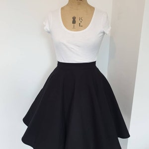 Black circle skirt, skater skirt with pockets, dark academia clothing, high waisted skirt, capsule wardrobe, plus size clothing, midi skirt image 9