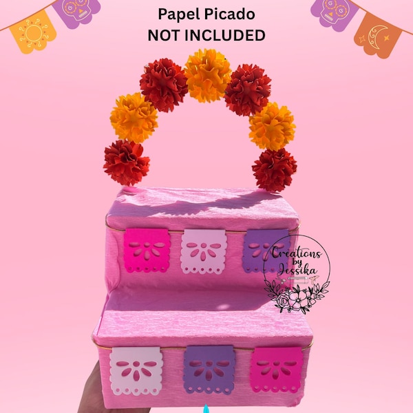 Mini altar SVG del Día de Muertos. Archivo de corte de ofrenda del Día de Muertos. Papelería con siluetas de Cricut.