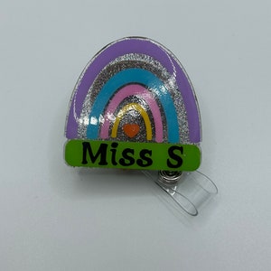 Rainbow Teacher Acrylic Badge Reel