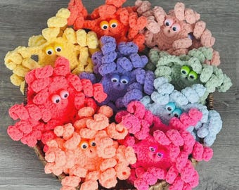Handmade Googly Eye Fidget Octopus, Crochet Sensory Toy Plushie