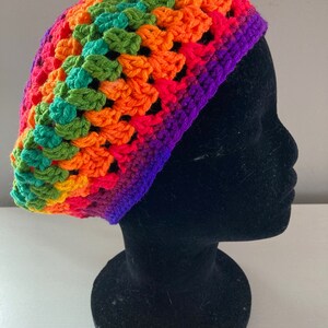 Rainbow Pride Beret | LGBTQ Beanie | Multicolored Beanie | Granny Square Beanie | Slouchy Crochet Beanie | Gay Pride Hat
