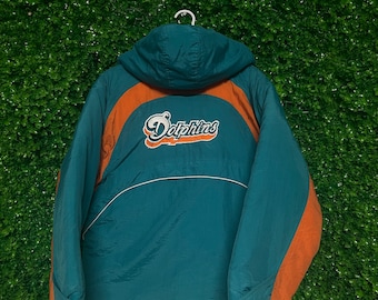 veste vintage Miami Dolphins, adulte pour homme grande, football NFL, peut être recadrée, fabriquée aux États-Unis