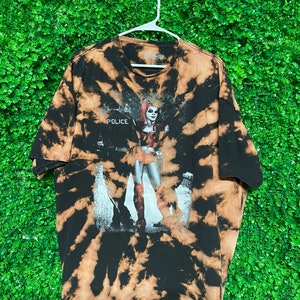 Koszulka Vintage Acid Wash Harley Quinn, męska, rozmiar 3XL (pasuje jak 2XL/3XL), przerobiona, wyprodukowana w USA, barwiona metodą tie-dye, można skrócić