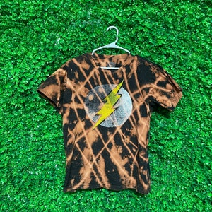 Koszulka Vintage Acid Wash The Flash Faded Logo, męska, rozmiar średni, przerobiona odzież, wyprodukowano w USA, Tie Dye, N20
