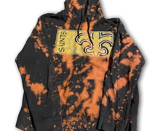 Felpa con cappuccio Acid Wash New Orleans Saints, adulto uomo taglia media, NFL Football, rielaborata Vintage, Tie Dye, Made in USA - C27