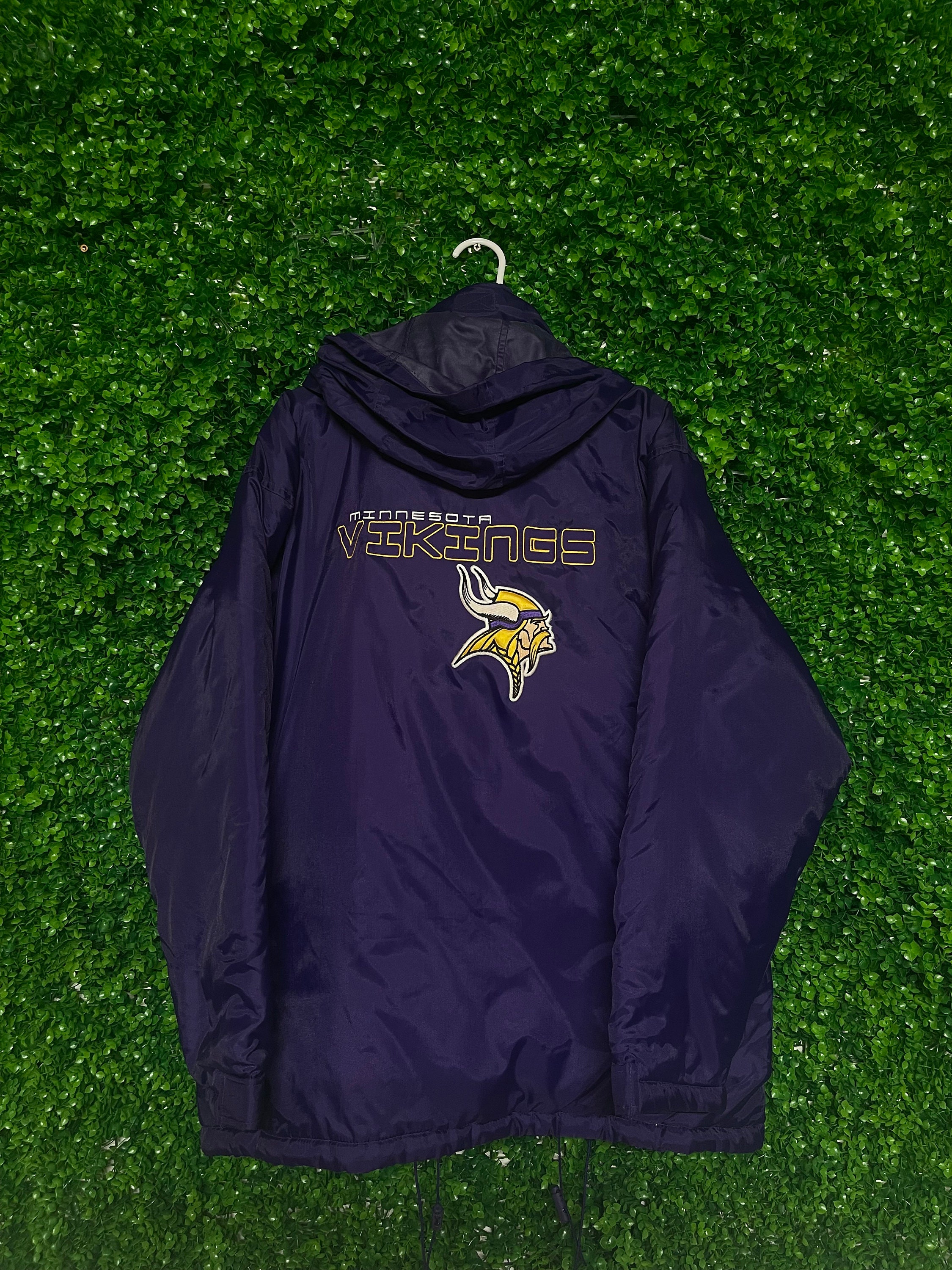 veste vintage des Vikings du Minnesota, taille moyenne pour homme adulte, football NFL, peut être recadrée, fabriquée aux États-Unis