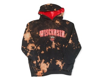 vintage Acid Wash Wisconsin Badgers Hoodie, Youth Large (s’adapte comme un Mens Small), College, Made in USA - C04