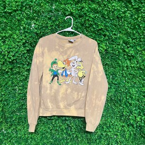 Vintage Acid Wash Lucky Charms okrągły dekolt, męski średni (pasuje jak męski S/M), przerobiona odzież, wyprodukowano w USA, barwiony metodą tie-dye - B61
