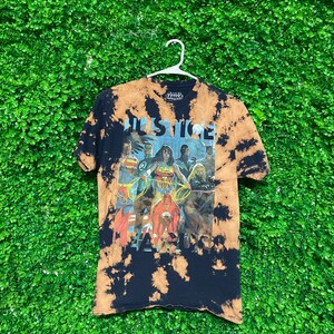 Koszulka Vintage Acid Wash Justice League, męska, rozmiar średni, przerobiona, wyprodukowana w USA, Tie Dye, M140