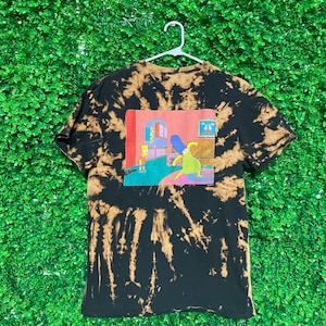 Acid Wash Simpsons Bart i Marg T-shirt - Dorosły mężczyzna Duży - N105