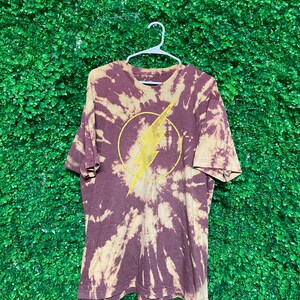 Koszulka Vintage Acid Wash The Flash Logo, męska, rozmiar L, przerobiona, wyprodukowana w USA, Tie Dye, N15