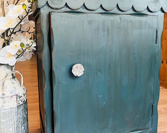 Rustic Dark Green Nightstand/ Side Table