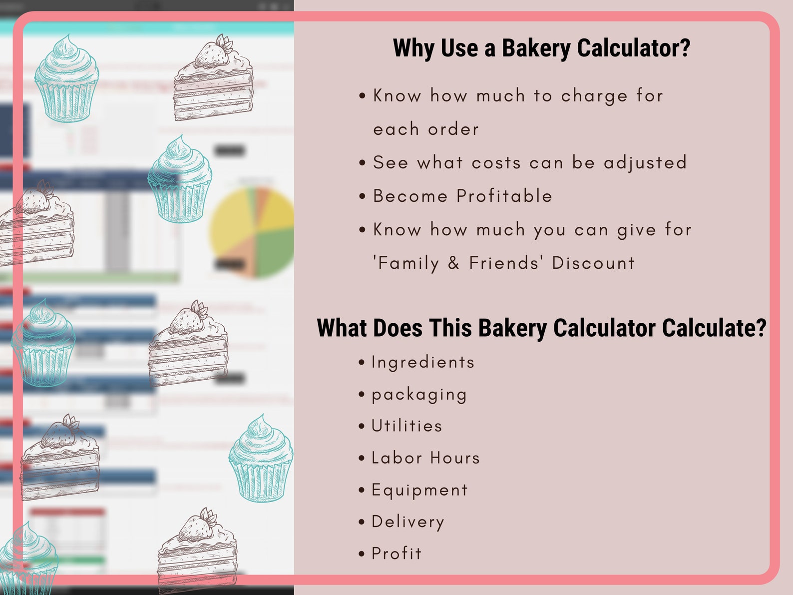 Bakery Calculator Recipe Calculator Cake Pricing Etsy