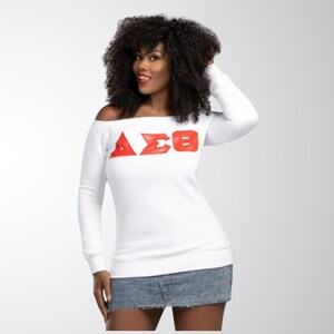 White off the shoulder sweatshirt top