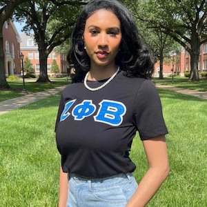 Zeta Phi Beta Greek Letter T-shirt Blue | Black (Unisex)