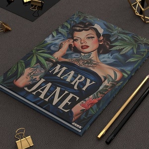 Maryjane Weed Journal Diary - Cannabis Lover's Notebook with Marijuana Leaves Design - Unique Cannabis Journal - 420 Mary Jane Logbook