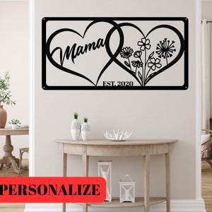 Personalized Wildflower Metal Sign: Mother&#39;s Day Heart Wall Art