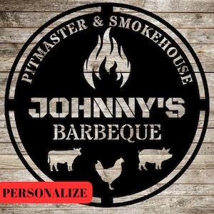Metal Wall Art, Personalized BBQ Cow, Pig, and Chicken Sig, Perfect for Backyard Patio Decor, Rustic Farm Animal Outdoor Grill Sign