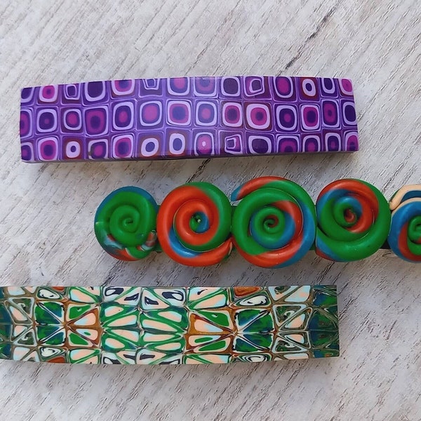 Barrettes 80 mm en pâte polymère faites main - Barrettes