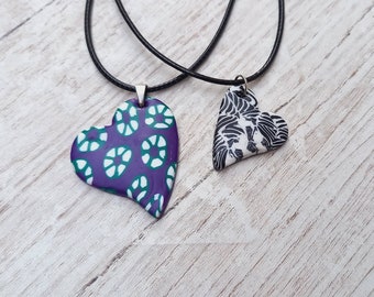 Polymer clay hearts necklace