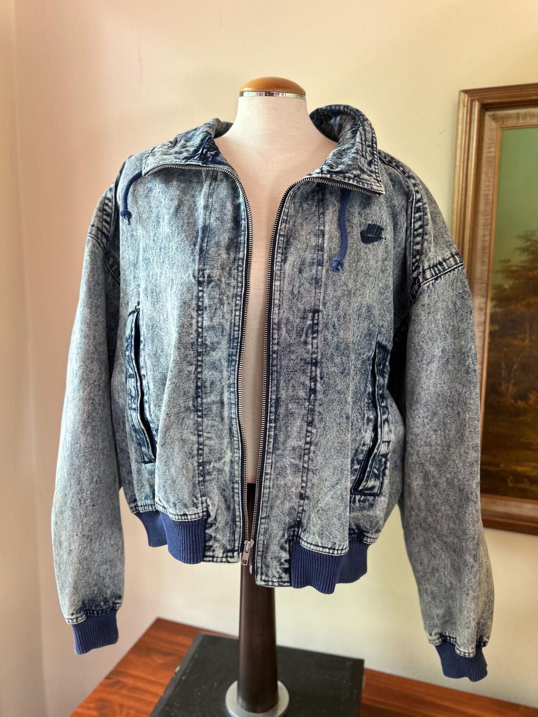Vintage Nike Denim Jean Denim Jacket Acid Wash Challenge Court