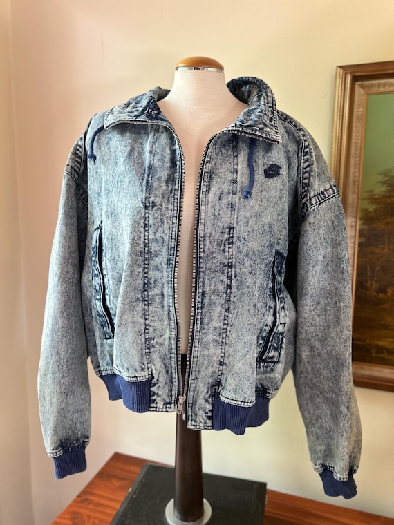 Vintage Nike Denim Jean Denim Jacket Acid Wash Challenge Court