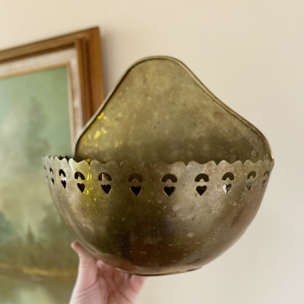 Vintage Large Wall Brass Planter