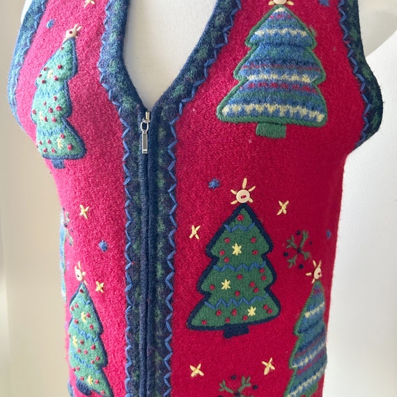 Vintage Talbots Wool Christmas Tree Sweater Vest … - image 3