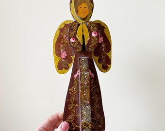 Vintage Unique Handmade Hand Painted Wood Angel Decor