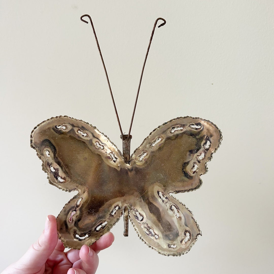 Vintage Gold Metal Butterfly Wall Decor Etsy
