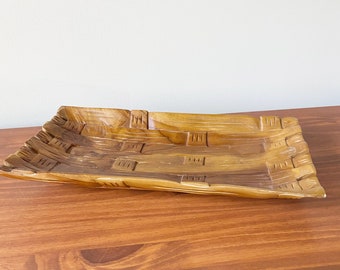Vintage Carved Wood Decorative Tray