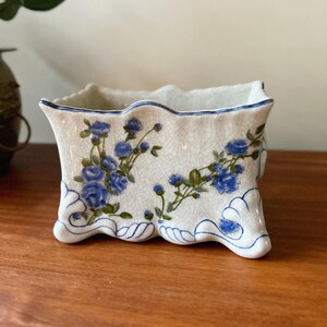 Vintage Unique Floral Planter Rectangular Footed