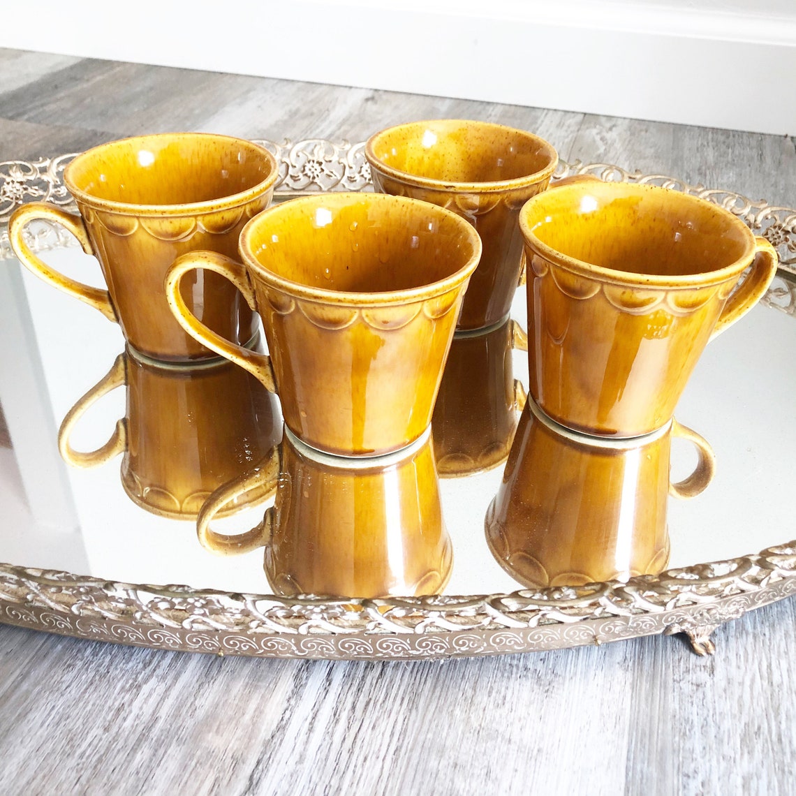 Vintage Yellow Mustard Coffee Mug Set Etsy