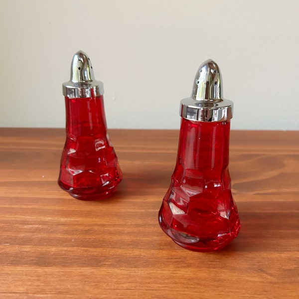 Vintage Viking Georgian Ruby Red Salt And Pepper Shaker Set