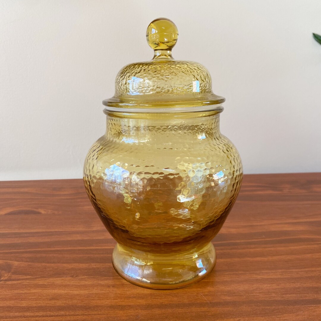 Vintage Amber Jar Canister Etsy