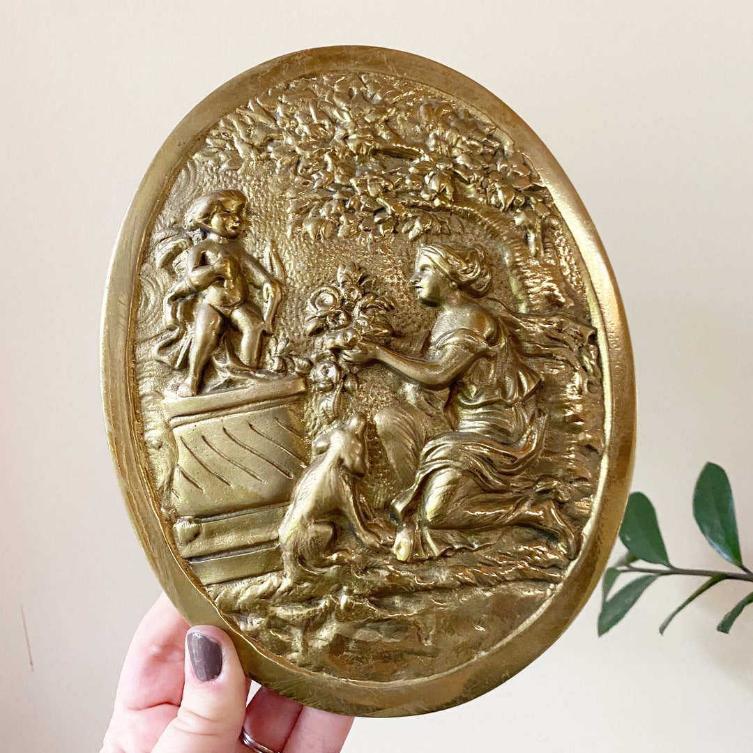 Vintage Brass Plate Wall Decor - Etsy