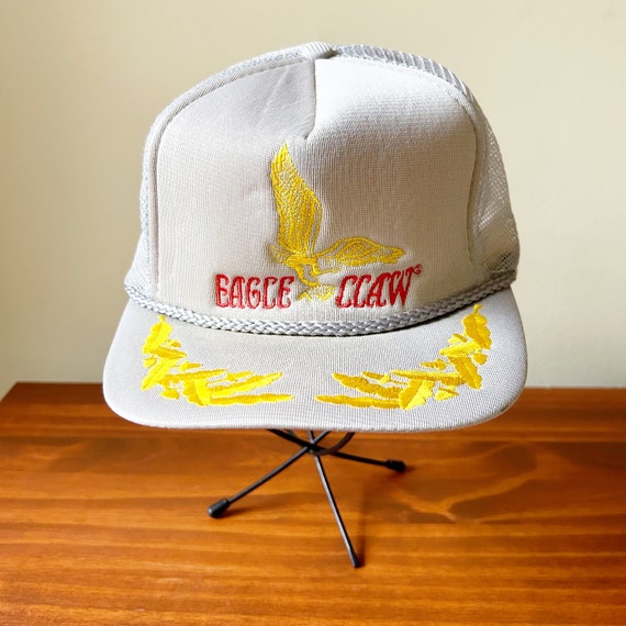 Vintage Gold Eagle Claw Fishing Gold Leaf Trucker Hat 