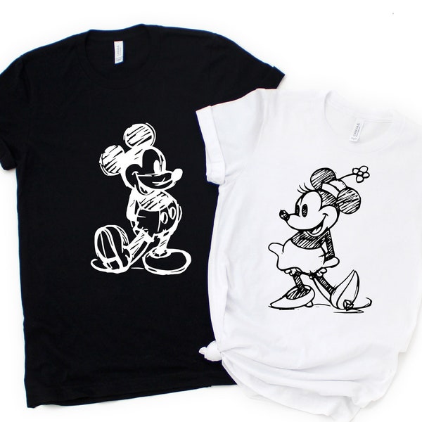 Disney Personalized Mickey and Minnie Tees, Disneyworld Couples Shirt, Her Mickey and His Minnie Matching Disney Couples Shirts, Disney Tee