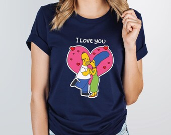 Las camisas de Los Simpson I Love You camisas de amor de pareja a juego camiseta de San Valent n de Simpson camiseta de San Valent n de tendencia