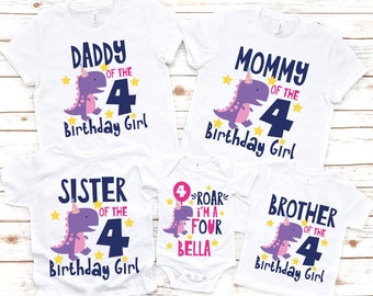 Dinosaur Birthday Girl Family Shirts, Personalized Birthday Dinosaur Shirt, Trend Birthday Dinosaur Kids And Adult T-shirt, Dinosaur T Shirt