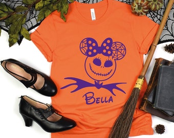 Personalized Disney Halloween Theme Your Name On Tee, Disney T Shirt, Mickey And Minnie Ears, Halloween Vibes, Disney Halloween Gifts