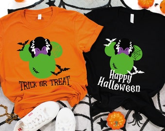 Happy Halloween And Trick Or Treat Shirt, Disney Happy Halloween Custom Shirt, Halloween Theme Shirt, Trick Or Treat Tee, Gift For Halloween